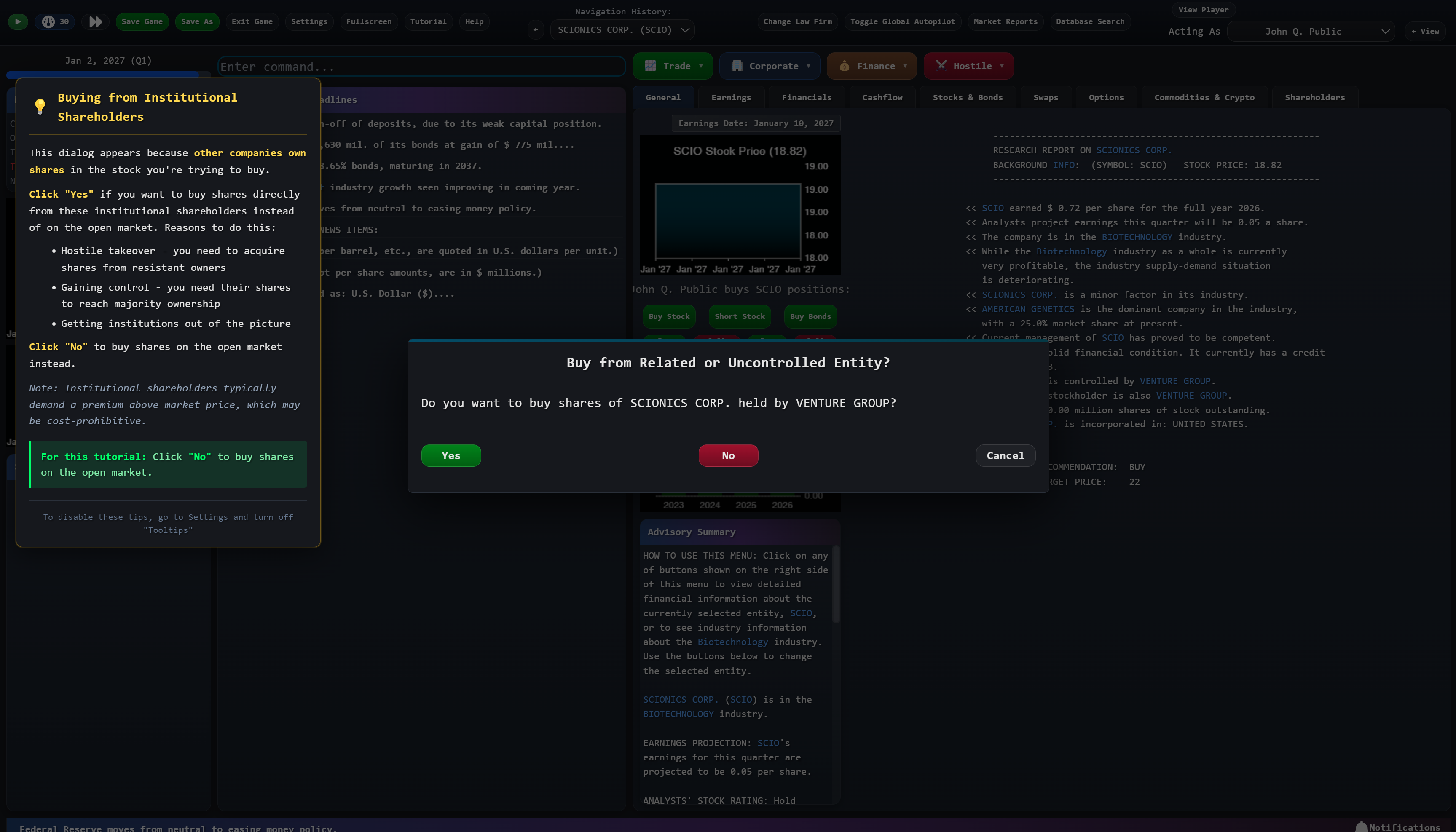 Tutorial showing how to buy shares from institutional shareholders with guided walkthrough